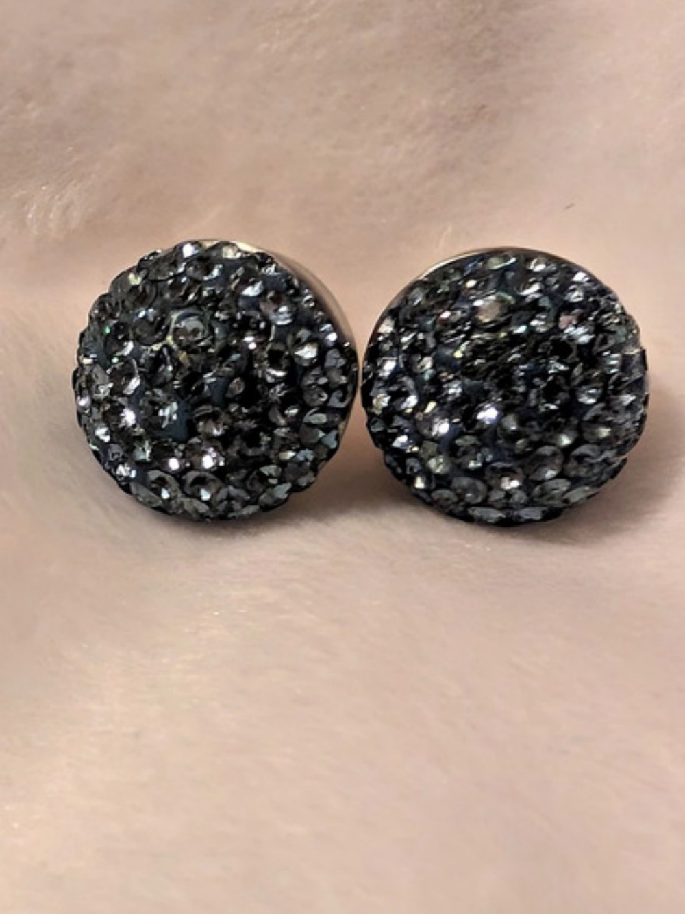Henri Bendel Crystal Stud Earrings Blue Silver Gold GUC